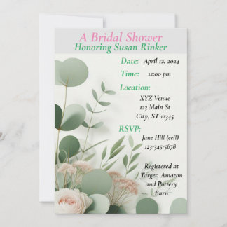 Invitation Fête des mariées personnalisée, Floral