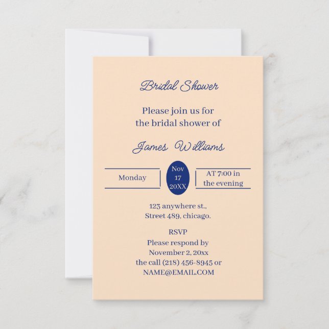Invitation Fête des mariées personnalisée simple beige (Devant)