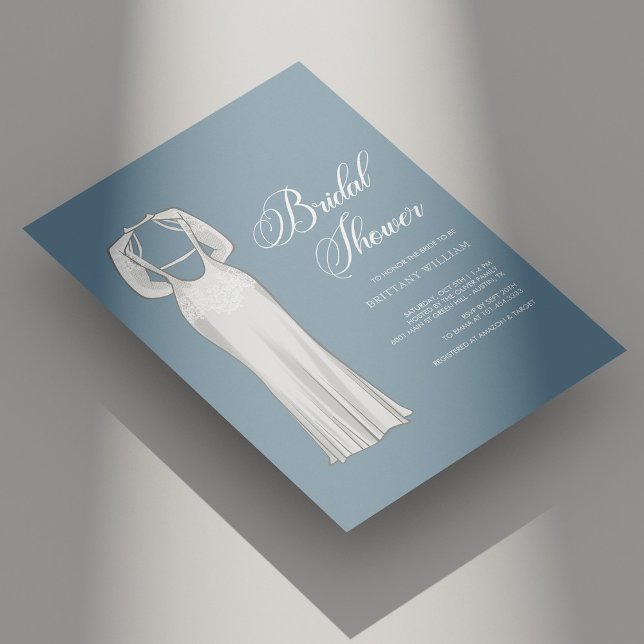 Invitation Fête des mariées personnalisée unique Dusty Blue (Personalized Unique Dusty Blue Bridal Shower Invitation)