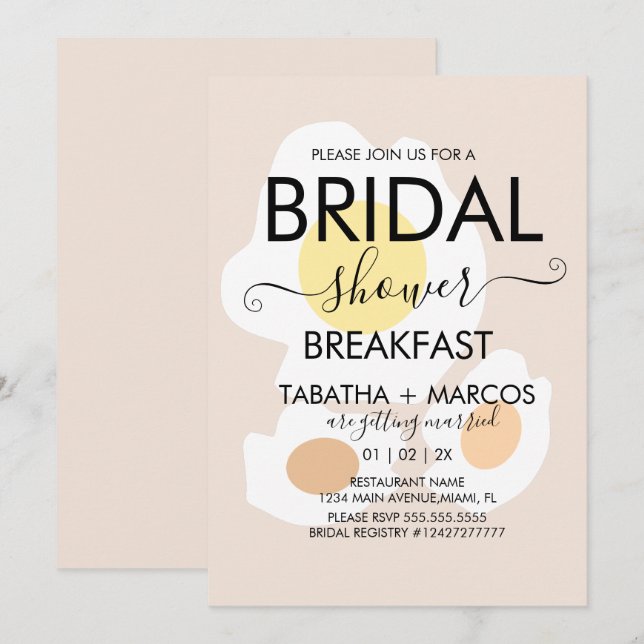 Invitation Fête des mariées Petit Déjeuner Oeuf Brunch Invita (Devant / Derrière)
