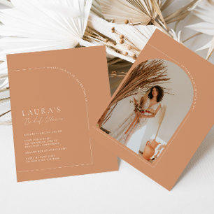 Invitation Fête des mariées photo Boho Pink Minimalist Arch