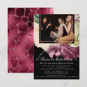 Invitation Fête des mariées Photo Floral Anniversaire Marsala