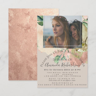 Invitation Fête des mariées Photo Floral Anniversaire Pêche d