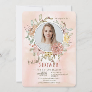 Invitation Fête des mariées photo florale romantique