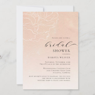 Invitation Fête des mariées photo florale rose pâle
