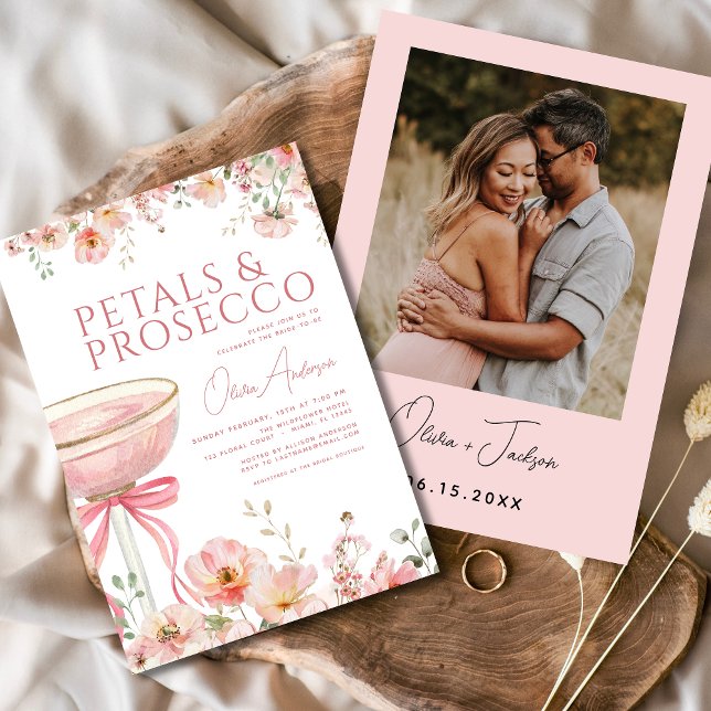 Invitation Fête des mariées photo Pétales et Procuco (Créateur téléchargé)