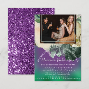 Invitation Fête des mariées Photo Purple Floral Anniversaire