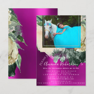 Invitation Fête des mariées Photo rose Floral Anniversaire Un