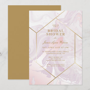 Invitation FÊTE DES MARIÉES Pink Purple Marble Swirl