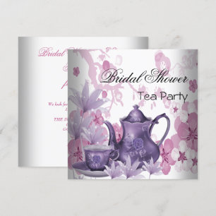 Invitation Fête des mariées Pink Purple Tea Party