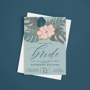 Invitation FÊTE DES MARIÉES Pink Tropical Lily Floral
