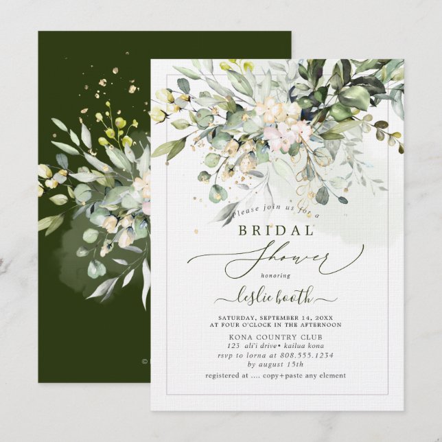 Invitation Fête des mariées PixDezines Gum Eucalyptus (Devant / Derrière)