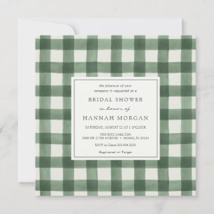 Invitation Fête des mariées Plaid Buffalo vert et blanc