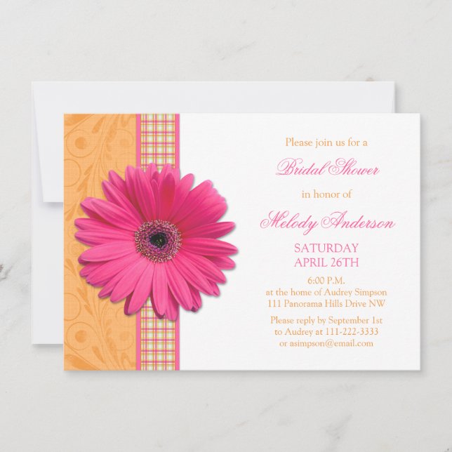 Invitation Fête des mariées Plaid Recette Rose Daisy (Devant)