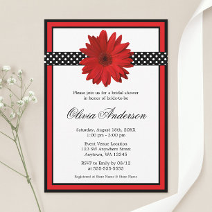 Invitation Fête des mariées Pois noire Red Daisy