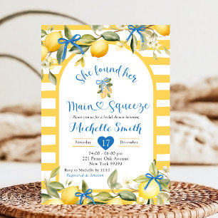 Invitation Fête des mariées principale au citron bleu Yellos