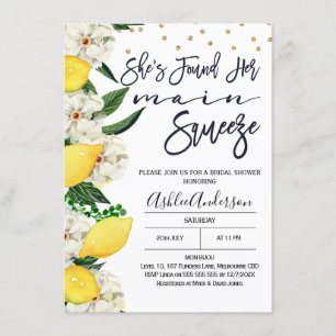 Invitation Fête des mariées principale au citron floral moder
