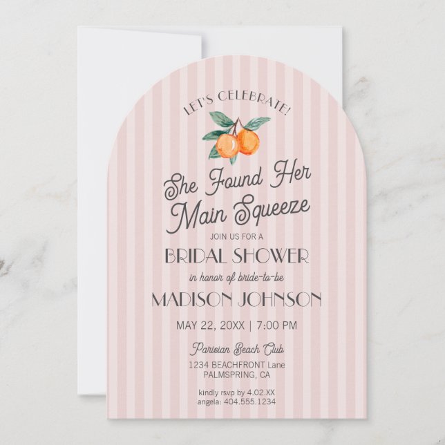 Invitation Fête des mariées principale de la croûte rose (Devant)
