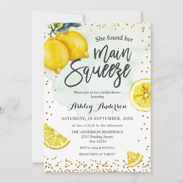 Invitation Fête des mariées principale de la taille de citron (Devant)