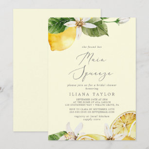 Invitation Fête des mariées principale moderne citron jaune