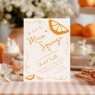 Invitation Fête des mariées principale orange à la main tirée