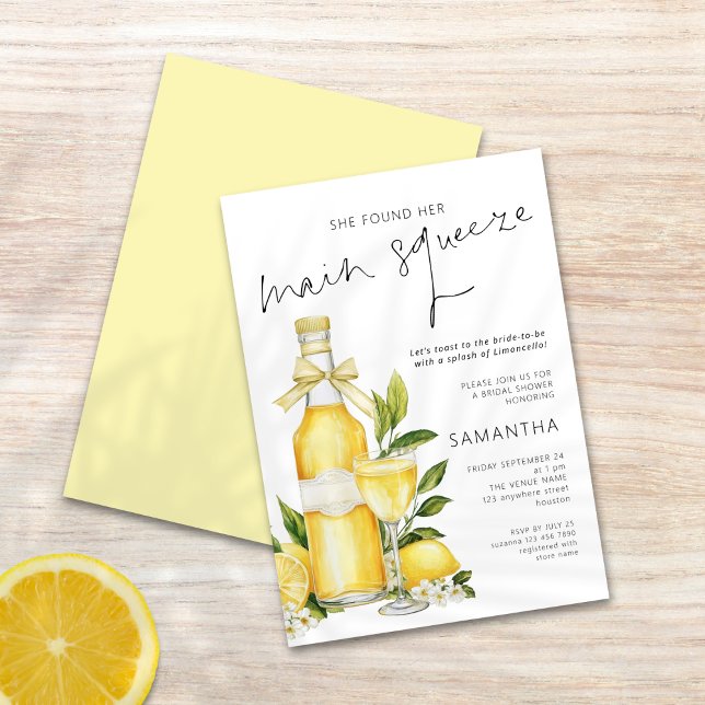 Invitation Fête des mariées principale Squeeze Limoncello (Front and back view)