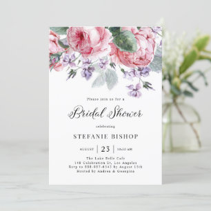 Invitation Fête des mariées printanière Rose Aquarelle Pink G