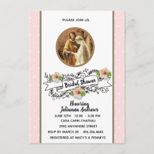 Invitation Fête des mariées religieuse catholique Mary Joseph