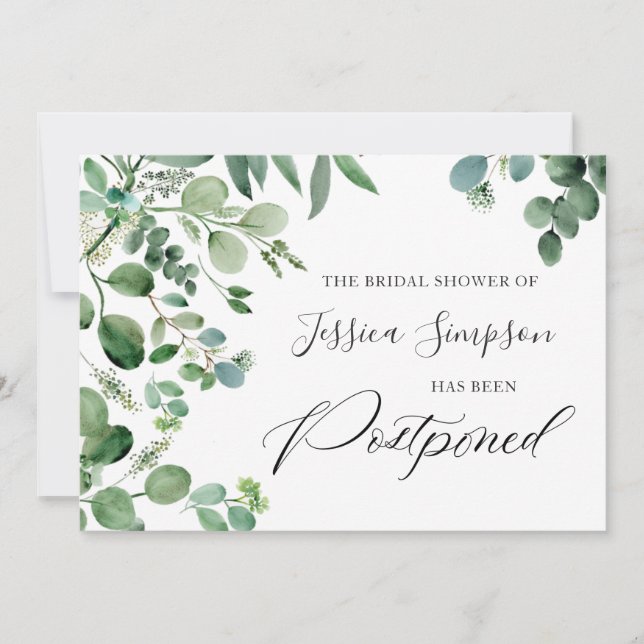 Invitation Fête des mariées reportée Modifier la date Eucalyp (Devant)