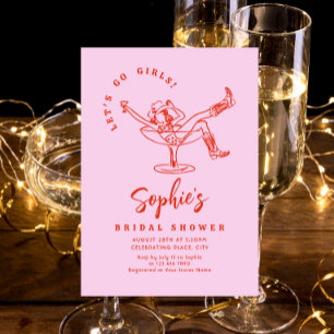 Invitation Fête des mariées rétro à griffes à main funky