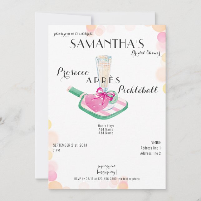 Invitation Fête des mariées rétro après Pickleball de Prosecc (Devant)