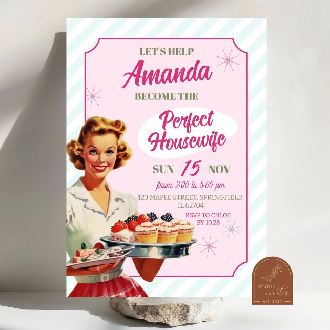Invitation Fête des mariées Retro Perfect Housewoman 50's (Créateur téléchargé)