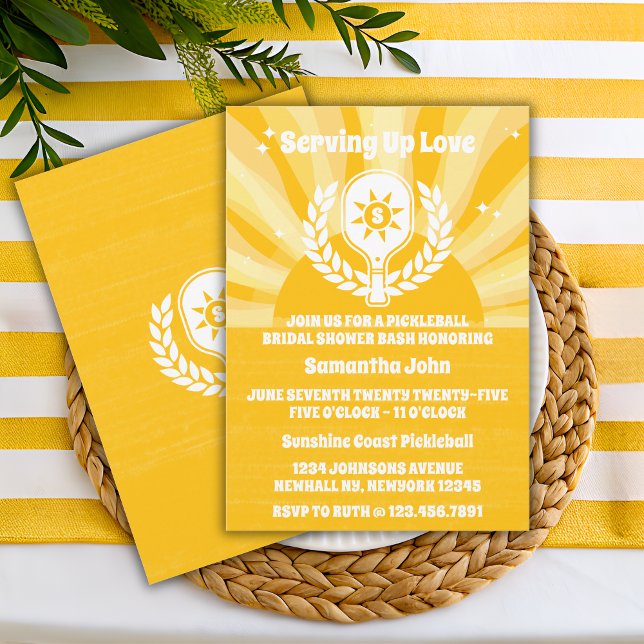 Invitation Fête des mariées Retro Sunshine Pickleball (Bridal Shower Invitation)
