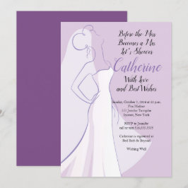 Invitation Fête des mariées Robe blanc violet lavande