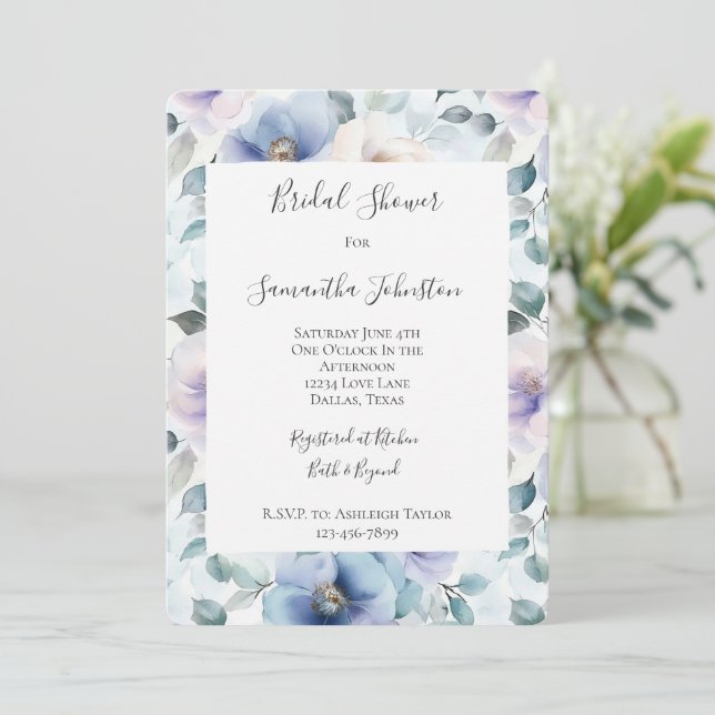 Invitation Fête des mariées romantique de jolies fleurs de la (Debout devant)