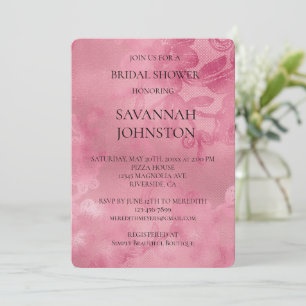 Invitation Fête des mariées romantique en dentelle rose
