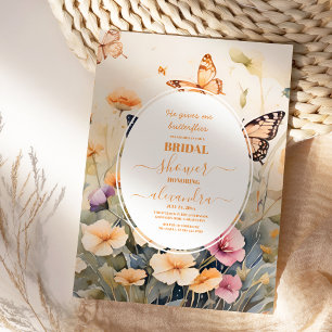 Invitation Fête des mariées Romantique Fleurs & Papillons