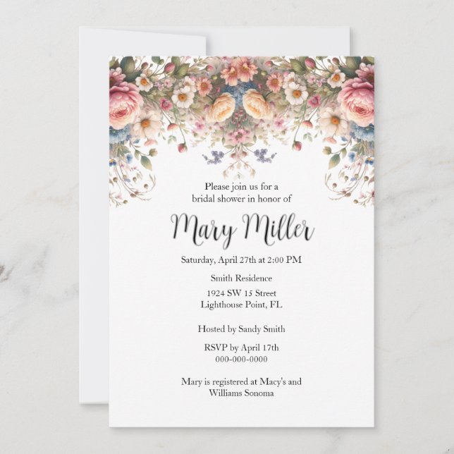 Invitation Fête des mariées rose (Devant)