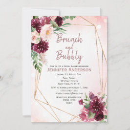 Invitation Fête des mariées Rose Brunch & Bubbly Bourgogne