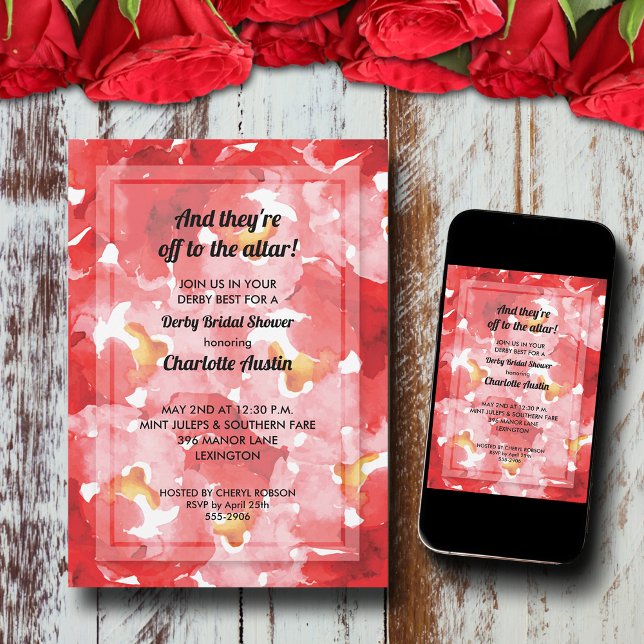 Invitation Fête des mariées rose Collage Derby (Red roses collage Derby Bridal Shower invitations, PRINTED and/or INSTANT DOWNLOAD)