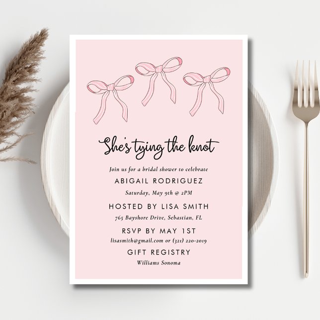 Invitation Fête des mariées rose Coquette Bow (Pink Coquette Bow Bridal Shower Invitation)