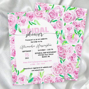 Invitation Fête des mariées Rose d'aquarelle rose frais