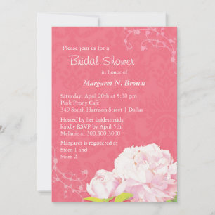 Invitation Fête des mariées rose de corail de Peony