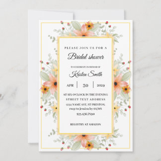 Invitation Fête des mariées Rose Eucalyptus aquarelle