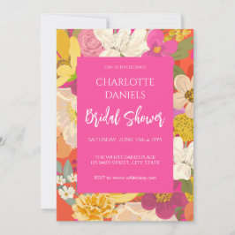 Invitation Fête des mariées rose fleurie du jardin