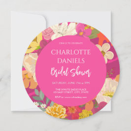 Invitation Fête des mariées rose fleurie du jardin