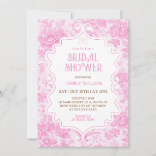 Invitation Fête des mariées rose florale élégante