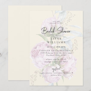 Invitation Fête des mariées rose florale jaune pâle