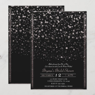 Invitation Fête des mariées rose Gold & Black Confetti Splatt