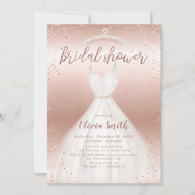 Invitation Fête des mariées rose Gold Elegant mariage (Devant)